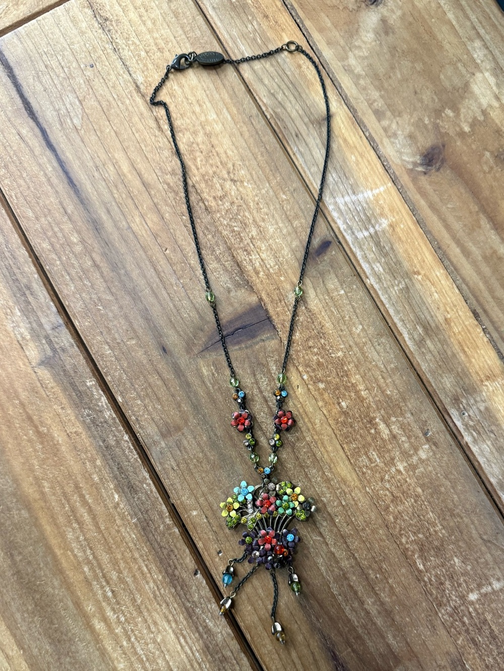 Michal Negrin Multicolor Floral Drop Necklace